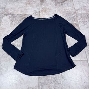 Soft Surroundings Athletic Top Women's Medium Black Long Sleeve Side Pockets Zip
